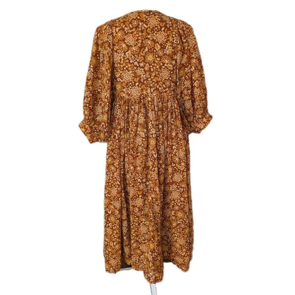 Anthropologie Sundry Midi Dress Ditsy Floral Cotton Boho Puff Sleeve Sz 1 - Picture 3 of 8